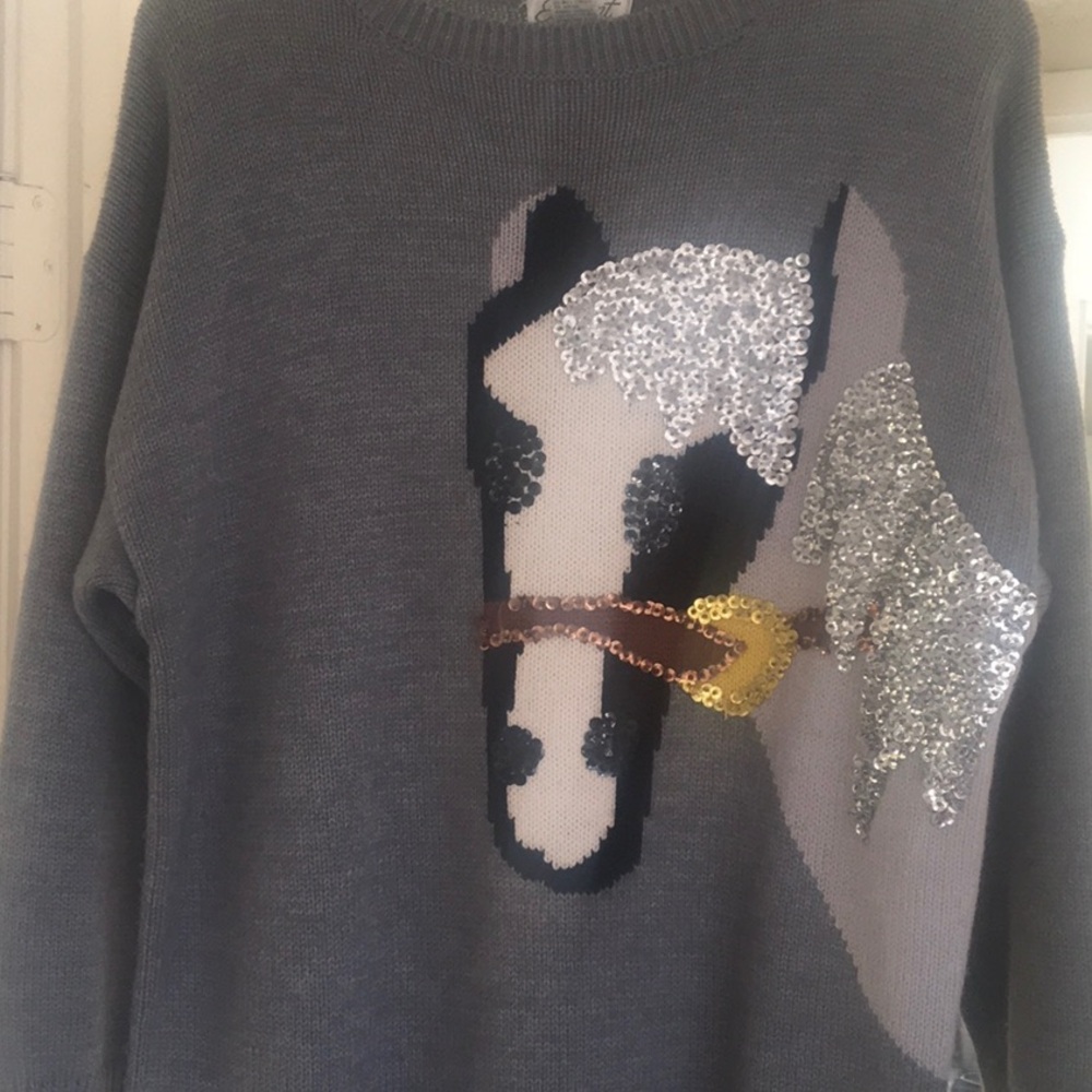 EMINENT/VERY VINTAGE-GRAYwHORSE HEAD IN HANDMADE SEQUIN DESIGN